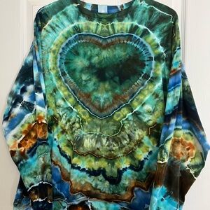 Hanes Tie-Dye Long Sleeve Tee - Green and Blue